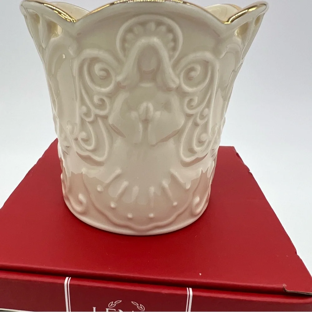 Lenox Angel Votive Candle Holder Ivory Gold Trim Christmas Decor NIB 3.5 - Picture 7 of 10